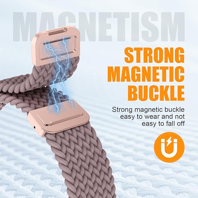 Magnetic Braided Stretchy Loop - Compatible with Apple Watch Band 42mm 46mm 40mm 41mm 44mm 45mm 38mm Ultra 3/2 49mm Women Men,Elastic Woven Fabric Nylon Strap for iWatch 11 10 9 8 7 6 5 4 3 SE Ultra - Image 2