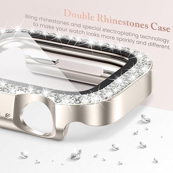 Goton 4-Pack Bling Case for Apple Watch Screen Protector 44mm Series 6/5/4, SE 3/2/1, Women Diamond Rhinestone Protector for iWatch Cover Accessories 44 mm - Image 3