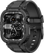 amBand Bands Case Compatible with Apple Watch Series 11/10 46mm for Men, M1 Sport Rugged Heavy Duty Cover Tactical Strap Military Grade Protective Bumper Protector for iWatch 46 mm Men, Black by amBand