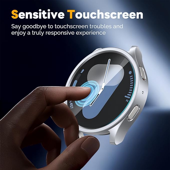 Misxi [2+2 Pack] Case Hard PC Bumper + Tempered Glass Screen Protector [with Auto Alignment Tool Kit] for Samsung Galaxy Watch 6 40mm, Anti-Scratch Cover for Galaxy Watch6, 1 Silver + 1 Black - Image 2