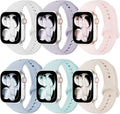 6 Pack Silicone Bands Compatible with Apple Watch Band 38mm 40mm 41mm 42mm 44mm 45mm 46mm 49mm Women Men, Soft Sport Strap Replacement Wristband for iWatch Series 11 10 9 8 SE 7 6 5 4 3 2 1 Ultra by Slimband
