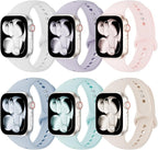 6 Pack Silicone Bands Compatible with Apple Watch Band 38mm 40mm 41mm 42mm 44mm 45mm 46mm 49mm Women Men, Soft Sport Strap Replacement Wristband for iWatch Series 11 10 9 8 SE 7 6 5 4 3 2 1 Ultra by Slimband