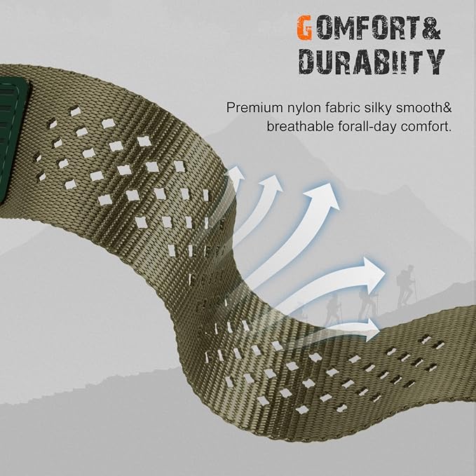 Rugged Nylon Band for Apple Watch Ultra 3/2/1 Series 11 10 9 8 7 6 5 4 SE/3/2/1 for Men,Breathable Stars-Stripes Flag Wristband Workout Athletic Strap for iWatch Ultra Bands 49mm 46mm 45mm 44mm 42mm - Image 6