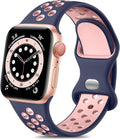 Lerobo Compatible with Apple Watch Bands Series 9 45mm 11 10 46mm SE 44mm 42mm 49mm Ultra 2 3 for Women Men Silicone Sport Wristband for iWatch SE 3 2 Series 10 8 7 6 5 4 3 2 1,Sport Edition,Blue/Pink by Lerobo