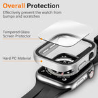 Amizee 2 Pack Compatible with Apple Watch Case SE 3/2/1 Series 6/5/4 44mm with Built-in Screen Protector, Ultra-Thin Hard PC Straight Edge Anti-Scratch Protective Cover for iWatch (Matte Silver) - Image 2