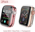 [2-Pack] JULK 40mm Case for Apple Watch New SE 3 (2025) / Series SE / 6/5 / 4 Screen Protector, Overall Protective Soft Case TPU HD Ultra-Thin Cover for iWatch, 1 Rose Pink + 1 Transparent - Image 2