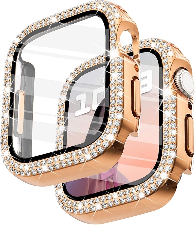 Surace Apple Watch Series 6/5/4 SE Tempered Glass Screen Protector, 40mm, Bling Diamond, Protective Case by Surace