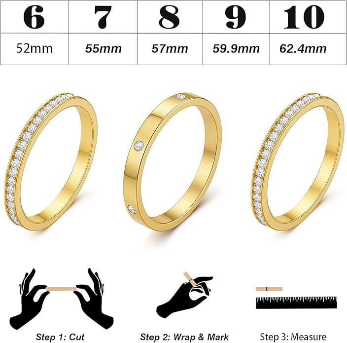 Emibele 3 Pack Stackable Rings for Oura Ring Gen 3/Oura Ring Gen 4, Stainless Steel No Tarnish Stacking Ring, Stack Cubic Zirconia Oura Stack Rings, Trendy Jewelry Gifts for Women - Image 7