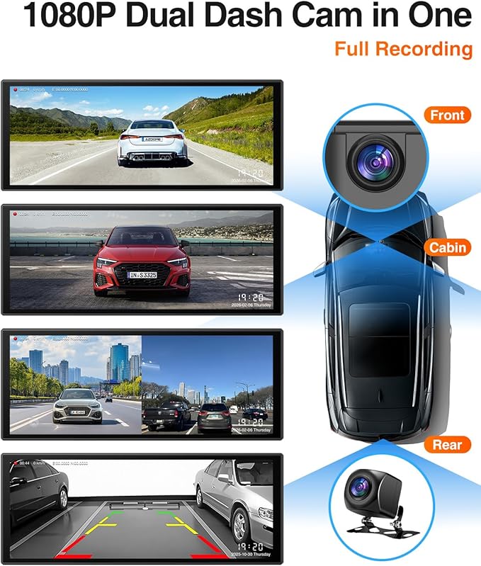 10.25″ CarPlay Screen for Car Dash Cam, Android Auto Screen with Apps, Dual HD Cam & Backup Camera, Portable 6GB+128GB Car Tablet with Wireless Apple CarPlay & Android Auto, Bluetooth for All vehicles - Image 3