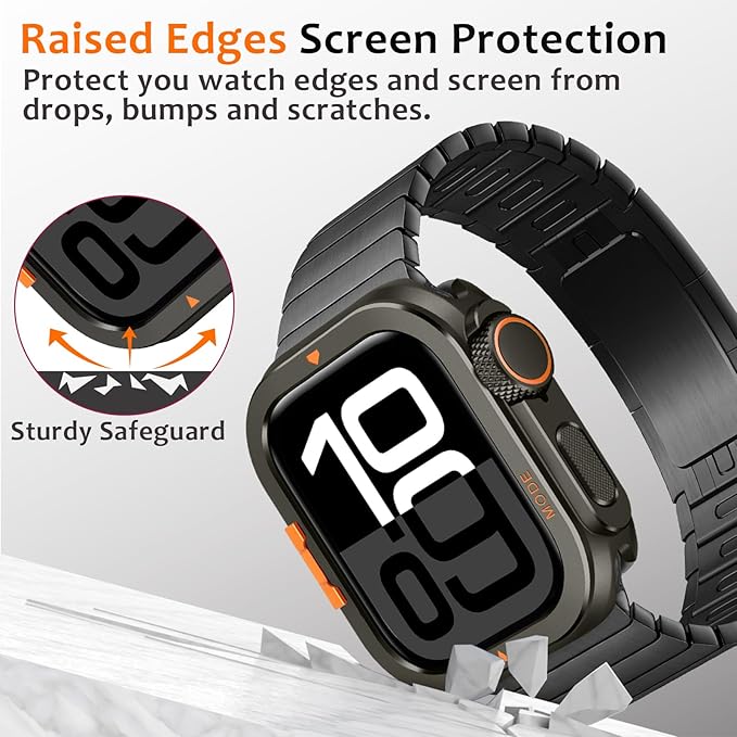 Amizee Metal Case Compatible with Apple Watch Series 11/10 46mm Case with Back Cover, Rugged Protective Bumper Cover for iWatch 46mm, Graphite - Image 4