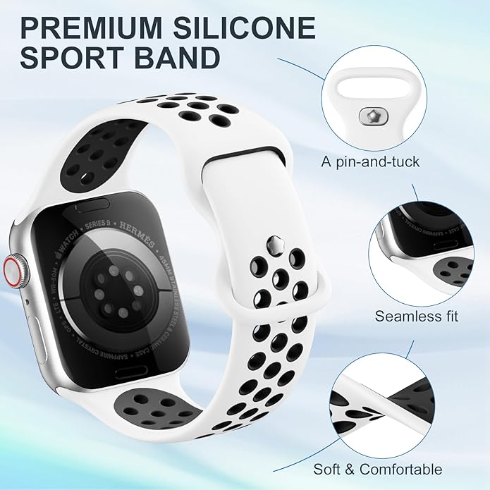 Lerobo 5 Pack Sport Band Compatible for Apple Watch Band 46mm 44mm 45mm 49mm 42mm 41mm 40mm 38mm Men Women, Breathable Silicone Strap for iWatch Series 11 10 9 8 7 6 5 4 3 2 SE 3 2nd Gen Ultra 3 2 1 - Image 4