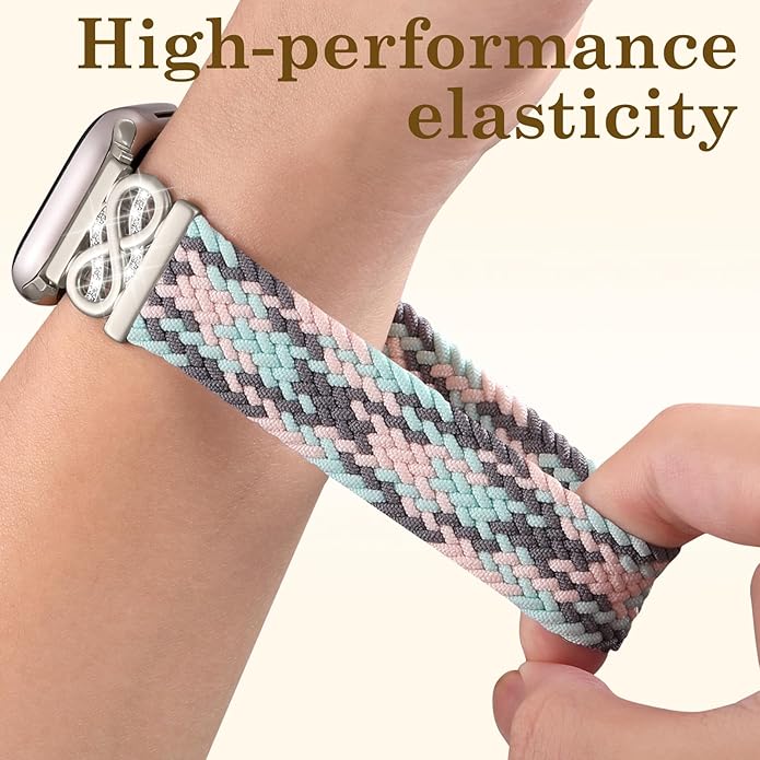 Dirrelo Braided Magnetic Stretchy Nylon Band Compatible for Apple Watch Bands Women 40/41/38/42/44/45/46/49mm, Designer Dressy Infinity Elastic Strap for iWatch Series 11 10 9 8 7 6 5 4 SE/Ultra 3 2 1 - Image 5