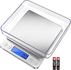 Fuzion Digital Kitchen Scale 3000g/ 0.1g, Pocket Food Scale 6 Measure Modes, LCD, Tare, Digital Scale Grams and Ounces with 2 Trays for Food, Cooking, Nutrition, Reptiles(Battery Included) by Fuzion%C2%AE