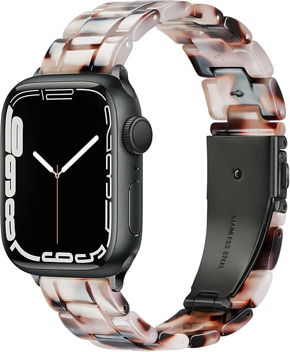 Lightweight Resin Band For Apple Watch Series 11 10 9 8 7 6 5 4 3 2 1 SE 3 2 Ultra 3 2, Fashion Adjustable Replacement Strap for iWatch Bands 38mm 40mm 41mm 42mm 44mm 45mm 46mm 49mm for Women Men by Pleixiu