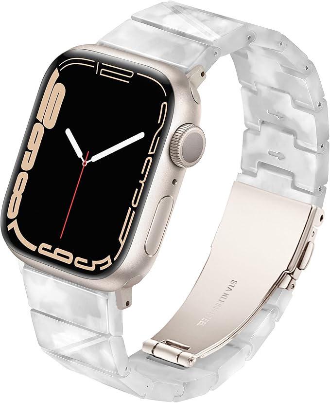 Light Apple Watch Band-Bamboo Design Resin iWatch Bands Starlight,Apple Watch Bands for Women Men,Compatible with Apple Watch Ultra 2 1 Series 10 Series 9 Series 8 Series 7 SE 6 5 4-Pearl White, 38mm/40mm/41mm/(42mm Series 10) by Light+Source+Company