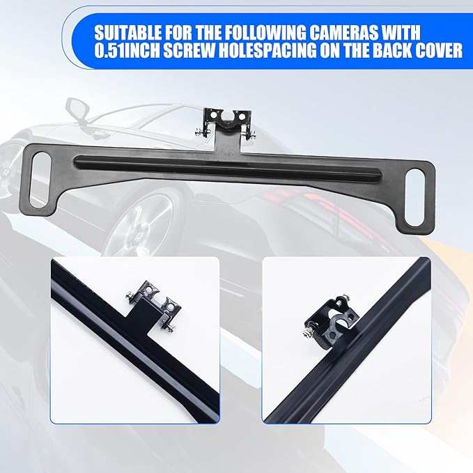 Pack-1 Car Rear View Camera Bracket, Metal Dash Cam Mount Kit, Waterproof License Plate Mount, Back Up Camera Installation Tool, Automotive Parts, Universal for Most Cars (Black) - Image 4