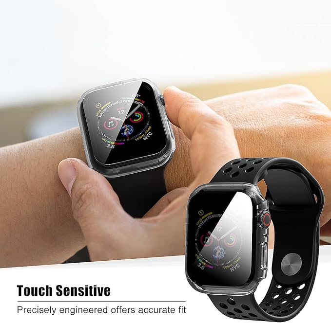 2 Pack Privacy Case for Apple Watch Screen Protector, Anti-Spy Tempered Glass Film Apple Watch Cover Hard PC Case Bumper for iWatch Series 9/8/7 - Clear/Clear 45mm - Image 5