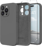 Magnetic for iPhone 15 Pro Case, Compatible with MagSafe, [Full Camera Protection][Screen Protector] Silicone Shockproof Protective Phone Case for iPhone 15 Pro 6.1", Dark Gray by SUYDANBOX