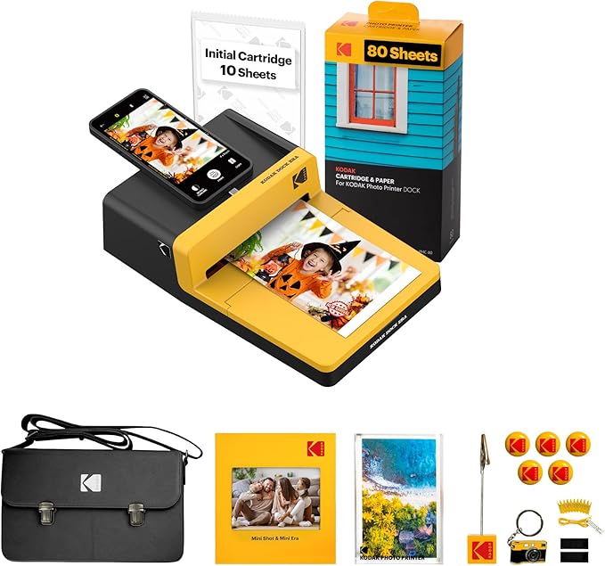 KODAK Dock Era 4x6'' Desktop Photo Printer, 50 Sheets Gift Bundle, Docking & Bluetooth Smartphone Printer for iPhone & Android, Instant Color Prints, 4PASS Dye Sublimation by Kodak