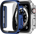 Amizee 2 Pack Compatible with Apple Watch Case 44mm Series 6/5/4/SE with Built-in Screen Protector, Hard PC Case Straight Edge Ultra Thin Anti-Scratch Protective Cover for iWatch 44mm (Blue/Clear) by Amizee