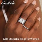 Emibele 3 Pack Stackable Rings for Oura Ring Gen 3/Oura Ring Gen 4, Stainless Steel No Tarnish Stacking Ring, Stack Cubic Zirconia Oura Stack Rings, Trendy Jewelry Gifts for Women - Image 4