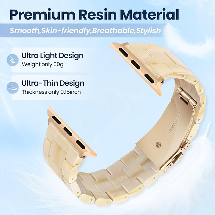 HOPO Compatible With Apple Watch Band 38mm 40mm 41mm 42mm 44mm 45mm 46mm 49mm,Resin Watch Strap Bracelet Wristband Fashion Lightweight Replacement For iWatch Bands Series 11 Ultra 10 9 8 7 6 5 4 3 2 1 SE for Women Men - Image 4