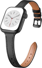 Charlam Slim Leather Band Compatible with Apple Watch Bands for Women 40mm 38mm 41mm 42mm 44mm 45mm 46mm, Top Grain Genuine Leather Strap Thin Wristband for iWatch Series 11 10 SE 9 8 7 6 5 4 3 2 1 by Charlam