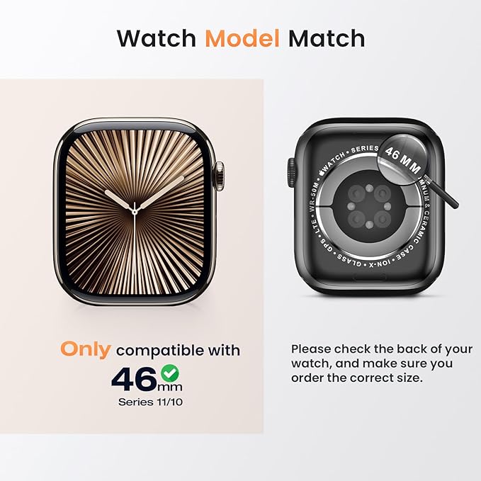 Goton Waterproof Privacy Case for Apple Watch Screen Protector, Anti-Spy Tempered Glass Film iWatch Cover Hard PC Case Bumper for Apple Watch Series 11/10, 46mm RosegoldBlack - Image 2