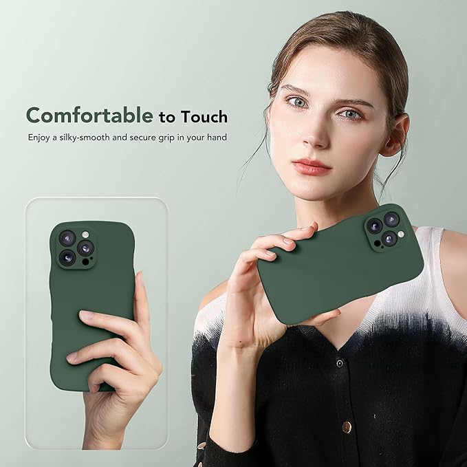 Magnetic for iPhone 16 Pro Case, [Full Camera Protection][Compatible with MagSafe] Cute Wave Frame Silicone Shockproof Protective Phone Case for iPhone 16 Pro 6.3", Alpine Green - Image 8