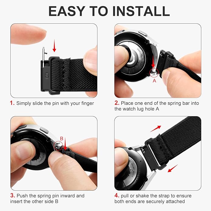 Lerobo 5 Pack Stretchy Bands Compatible with Samsung Galaxy Watch 7 6 5 4 FE Band 40mm 44mm 45mm/Watch 6 4 Classic 4 42mm 46mm 43mm 47mm/Active 2,20mm Soft Nylon Solo Loop Band Elastic Strap - Image 7