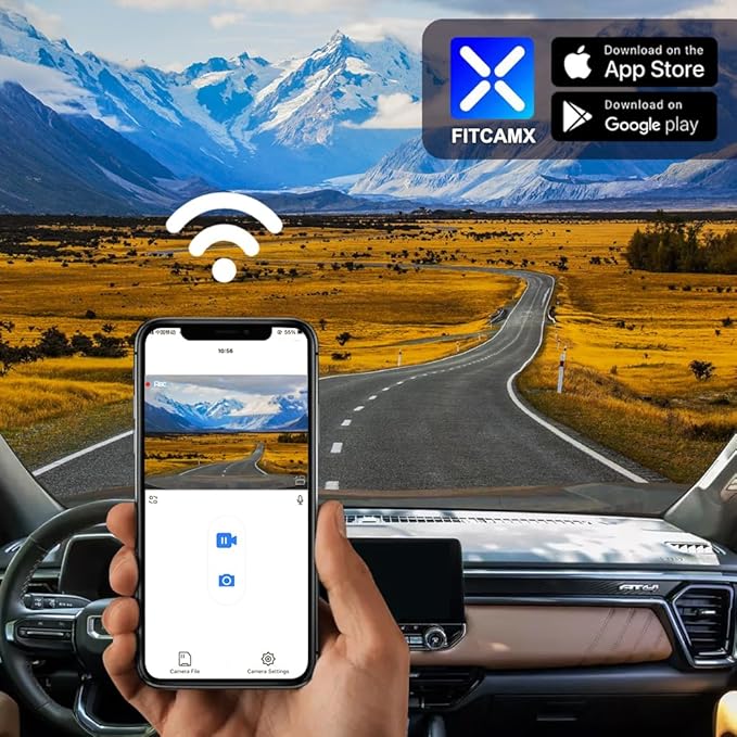Fitcamx Front 2K+Rear 1080P Dash Cam Adapts for GMC Canyon 2023-2026 has Auto-Dimming (HD2-D5800), OEM Style, Dual HD Video, WiFi & APP, Loop Recording, Gravity Sensor, Easy to Use, 64GB Card - Image 5