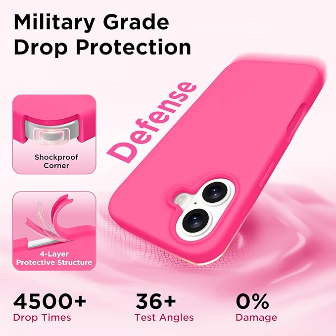 GolbinBox Magnetic for iPhone 17 Case, Compatible with MagSafe, Screen Protector + Camera Lens Protector, Liquid Silicone Shockproof Phone Cover with Anti-Scratch Microfiber Lining, Hot Pink - Image 6