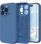 Magnetic for iPhone 13 Pro Max Case, Compatible with MagSafe, [Full Camera Protection][Screen Protector] Silicone Shockproof Protective Phone Case for iPhone 13 Pro Max 6.7", Lake Blue by SUYDANBOX