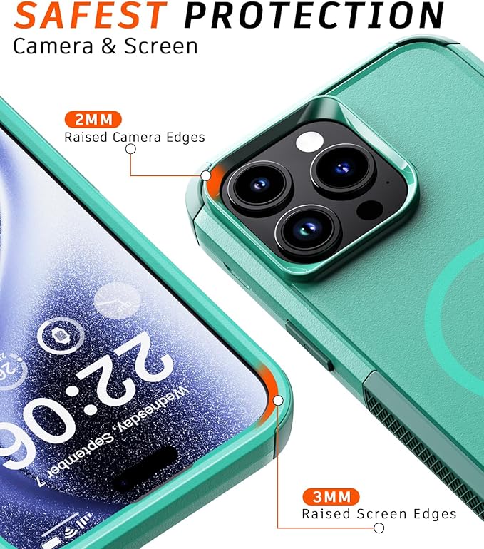 Diverbox for iPhone 15 pro max case - [Compatible with MagSafe] [with Screen Protector ] [Shockproof] [Dropproof] Heavy Duty Protection Phone Case for iPhone 15 pro max (Teal) - Image 4