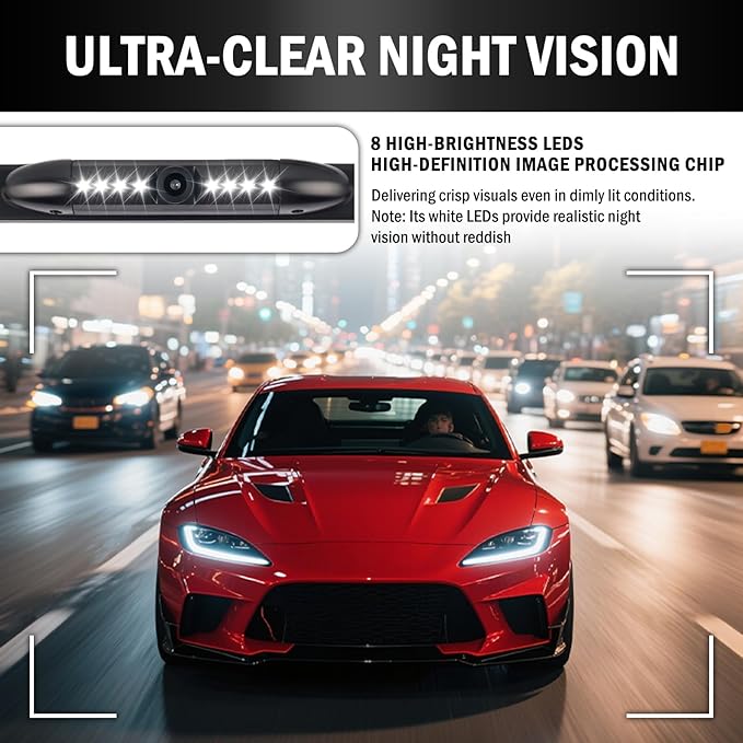2026 New License Plate Backup Camera with 8 LED Lights,Waterproof License Plate Reverse Camera with 170° Wide Angle & Night Vision,Universal Back up Cameras Licenses Plates Mount - Image 6