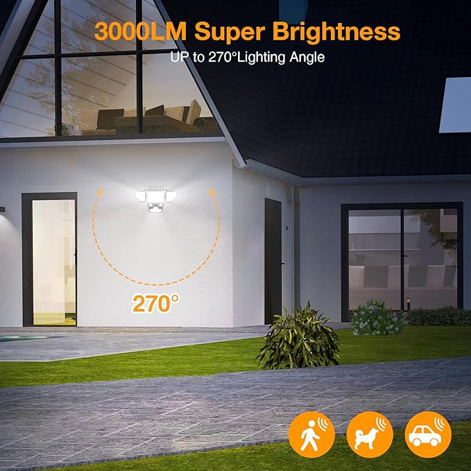 Onforu 3000LM Solar Lights Outdoor, 4 Heads Solar Security Lights with Remote Control, 180 LEDs IP65 Waterproof Motion Sensor Lights 3 Modes Flood Lights for Wall, Porch, Yard, Outside, 4 Pack - Image 3