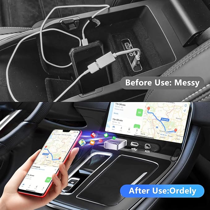 gozahad Wireless CarPlay Adapter for iPhone (iOS 10+) - 2026 Upgraded 5.8GHz Dongle for Factory Wired CarPlay Cars | Converts Wired to Wireless Instantly | Plug & Play, Low Latency, Auto-Connect - Image 4