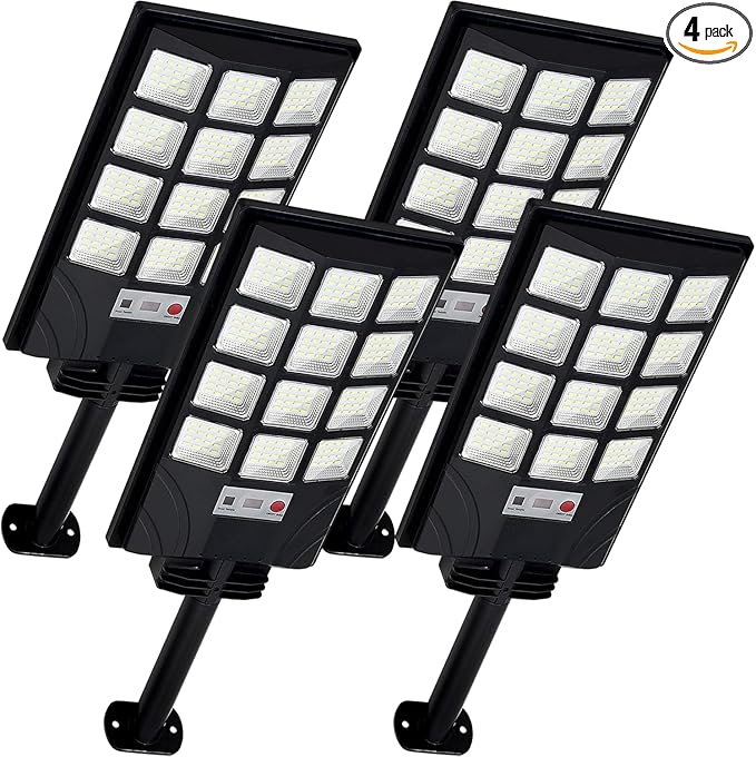 Solar Lights Outdoor for Outside, IP66 Waterproof Solar Street Lights Outdoor with Motion Sensor & Dusk to Dawn, 6500K Security Flood Light for Yard Garden with Remote Control - 4PACK by solarstreetlights