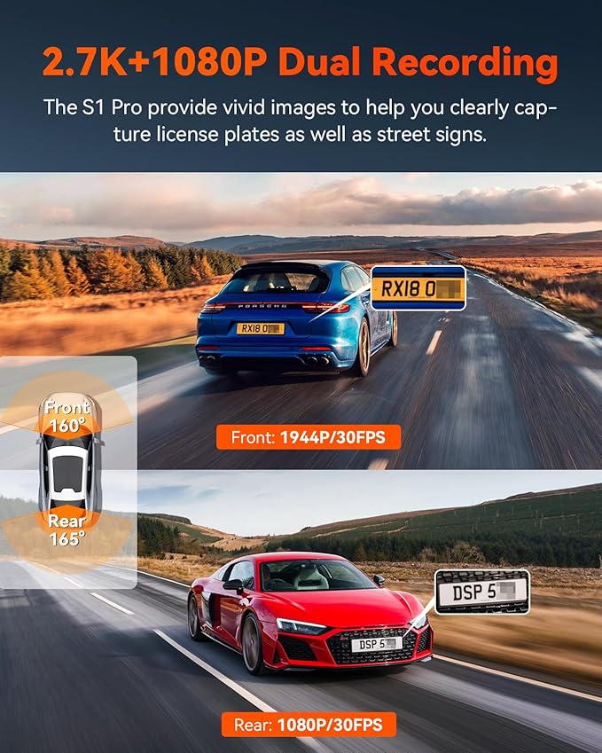 【Bundle: Vantrue S1 PRO Dual Dash Cam + Vantrue CPL Filter】 2.7K Front and Rear 5G Wi-Fi Dash Cam, 1944P Dual Hidden Dash Camera for Cars, Super Night Vision, Motion Detection - Image 2
