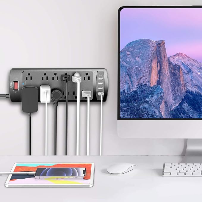 Power Strip Surge Protector - ALESTOR 10 Feet Extension Cord (1875W/15A) with 12 Outlets and 4 USB Ports, 2700 Joules, for Home, School, College Dorm Room, and Office, ETL Listed, Black - Image 4