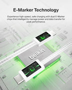 Belkin USB C to USB C Cable, 9.9ft, 240W - Type C Charger, iPhone Charger Cord, Soft, Braided, Flexible for iPhone 17, Galaxy S25, Pixel 10, MacBook, Chromebook, iPad Pro, Switch Steam Deck – White - Image 5