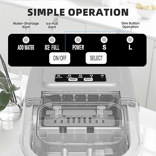 Antarctic Star Countertop Ice Maker Machine, 8 Cubes in 6 Mins, 26.5 lbs/Day, Self-Cleaning, 2 Sizes, Ultra-Quiet for Home/Kitchen/Camping/RV Grey - Image 3
