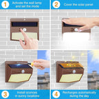 Peasur [12 Packs] Solar Outdoor Lights Motion Sensor Solar Security Lights Waterproof with 3 Lighting Modes Solar Powered Wall Lights Outside for Garden Fence Yard,Brown - Image 5