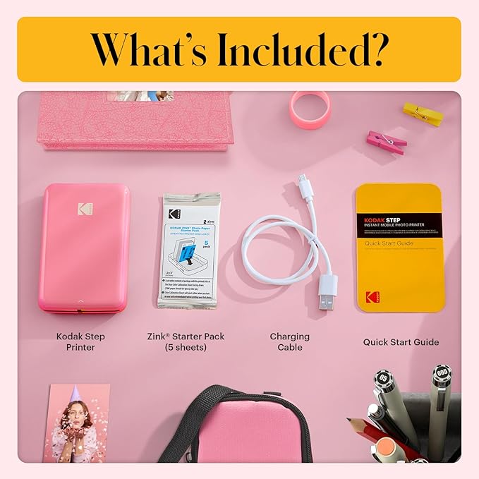 KODAK Step Instant Smartphone Photo Printer, Portable Mini Color Wireless Mobile Printer, Zink 2x3” (5.1x7.5 cm) Sticky-Back Photos, Bluetooth Compatible with iOS & Android Devices, Editing App, Pink - Image 3