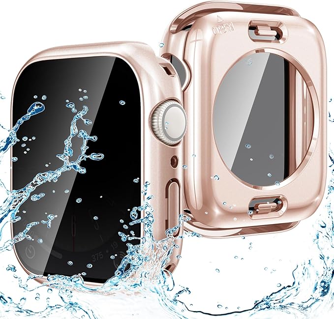 Goton Privacy Waterproof Case Compatible for Apple Watch Screen Protector 44mm Series 6/5/4, SE 3/2/1, Anti Spy Face Cover Back Bumper for iWatch Accessories by Goton