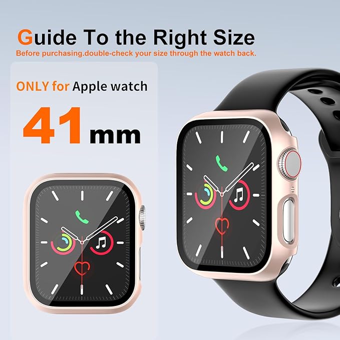 Hard Case for Apple Watch Series Series 9 Series 7 8 41mm [Full Protection], Built-in Screen Protector [Touch Sensitive] Slim Bumper Cover for iWatch S9/S8/S7 Accessories 41mm, Rose Gold - Image 2