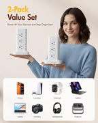 2Pack Power Strip Tower with Surge Protector 1800J, Fast Charging Tower PD20W USB-C Ports with 12 AC Outlets, 10ft Extension Cord for Home Office Dorm Room, White - Image 7