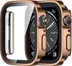 Amizee 2 Pack Compatible with Apple Watch Series 9 8 7 45mm Case with Built-in Screen Protector, Ultra-Thin Hard PC Straight Edge Anti-Scratch Protective Cover for iWatch 45mm (Rose Gold) by Amizee