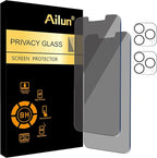 Ailun 2Pack Privacy Screen Protector for iPhone 13 Pro Max [6.7 inch] + 2 Pack Camera Lens Protector, Anti Spy Private Tempered Glass Film, [9H Hardness] - HD by Ailun