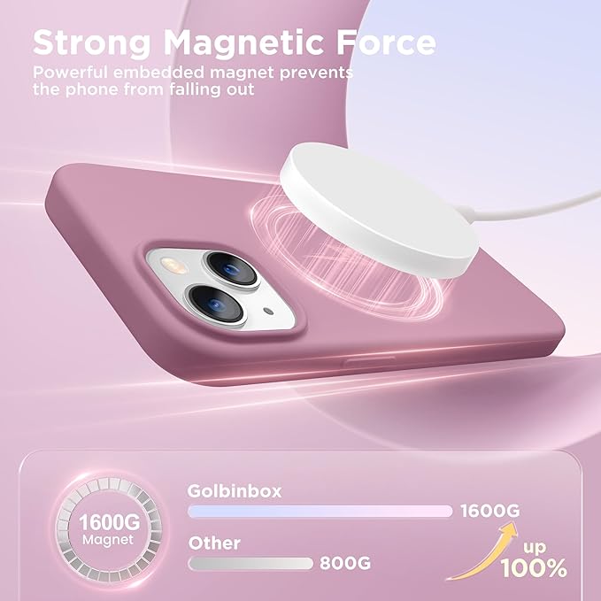 GolbinBox Magnetic for iPhone 15 Case, Compatible with MagSafe, [Soft Anti-Scratch Microfiber Lining], Slim Liquid Silicone Shockproof Protective Phone Case for iPhone 15 6.1 inch, Blackcurrant - Image 3